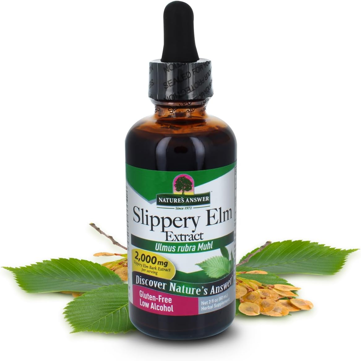 Nature’s Answer Slippery Elm inner bark liquid extract 2000mg 60ml bottle front view