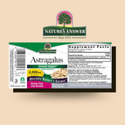 Nature’s Answer Astragalus root liquid extract 30ml barcode on a beige background