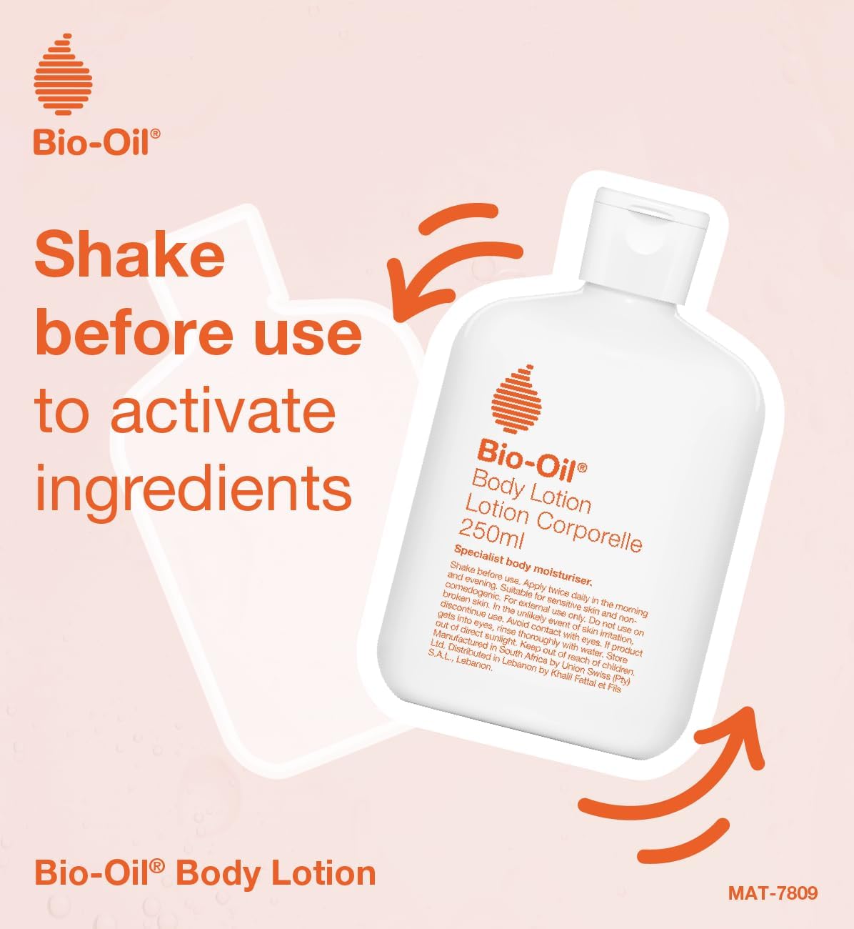 Bio-Oil Ultralight Moisturising Body Lotion, pump bottle packaging, fragrance not specified, 250ml, directions for use