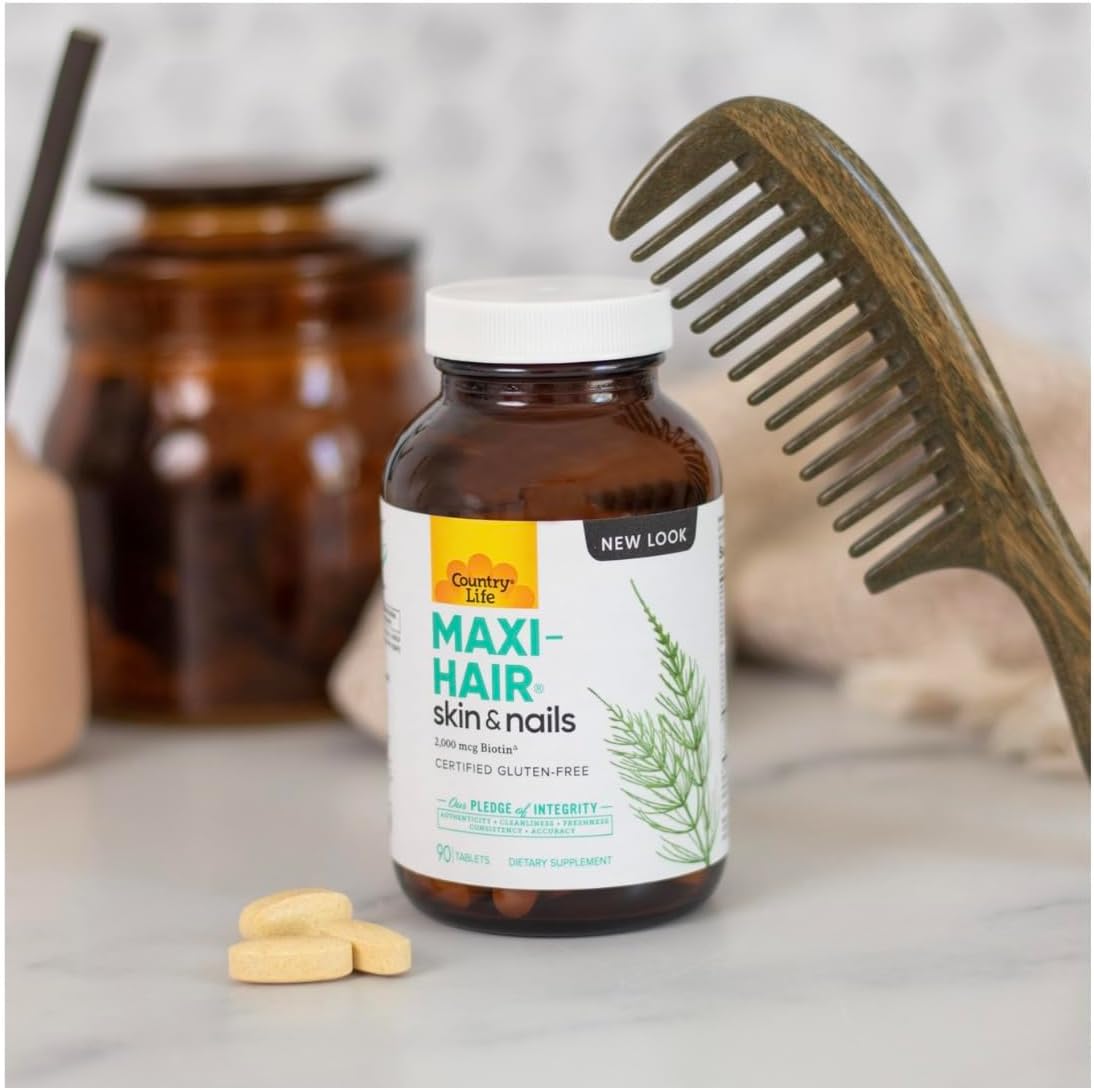 Country Life Maxi-Hair with 2000mcg Biotin Supplement - 90 Tablets