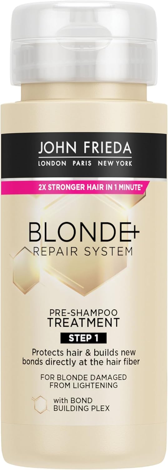 John Frieda Blonde+ Repair System Pre-Shampoo Treatment, tube packaging, fragrance not specified, 100ml
