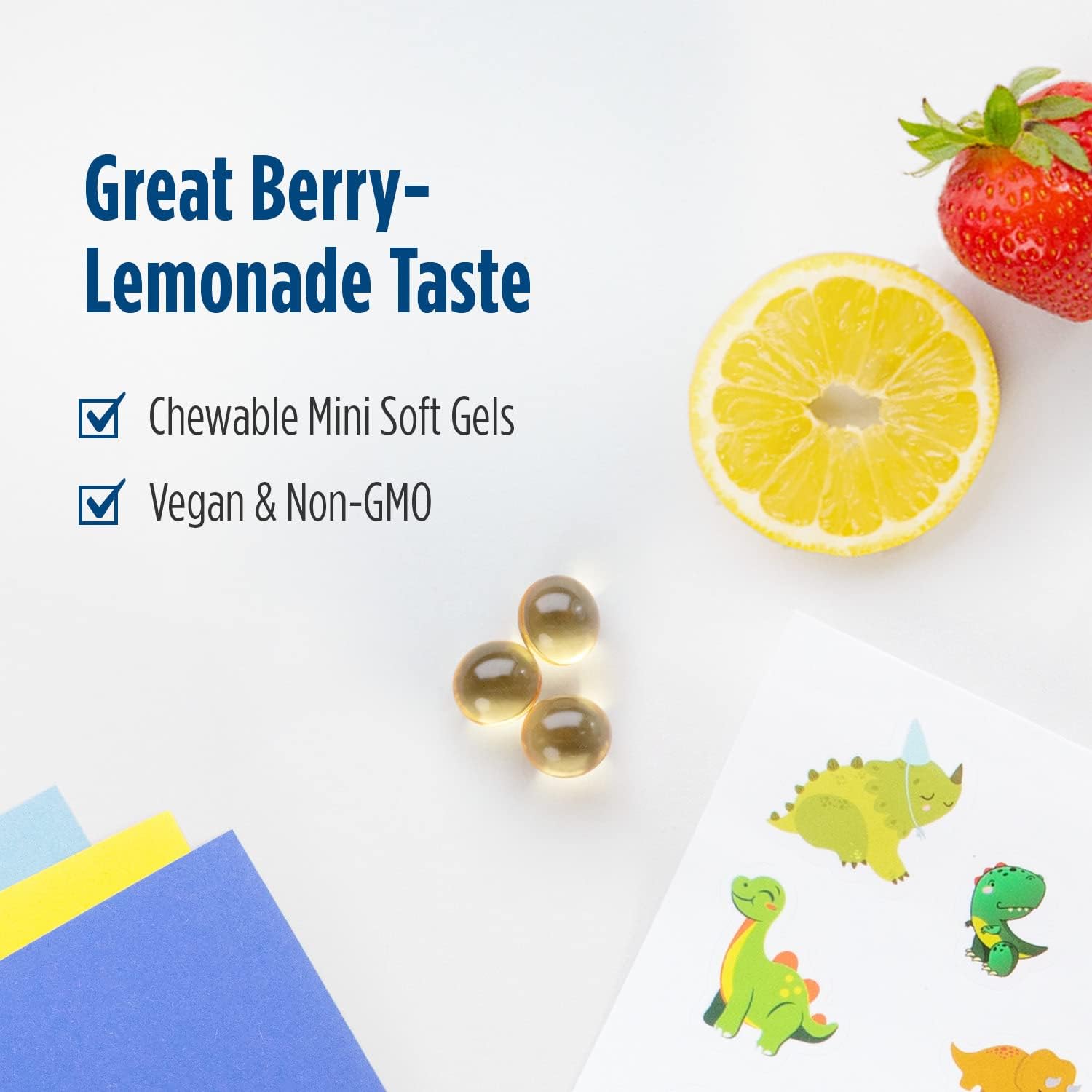 Nordic Naturals Kids DHA Chewables - 375mg Vegan Omega-3 Berry Lemonade