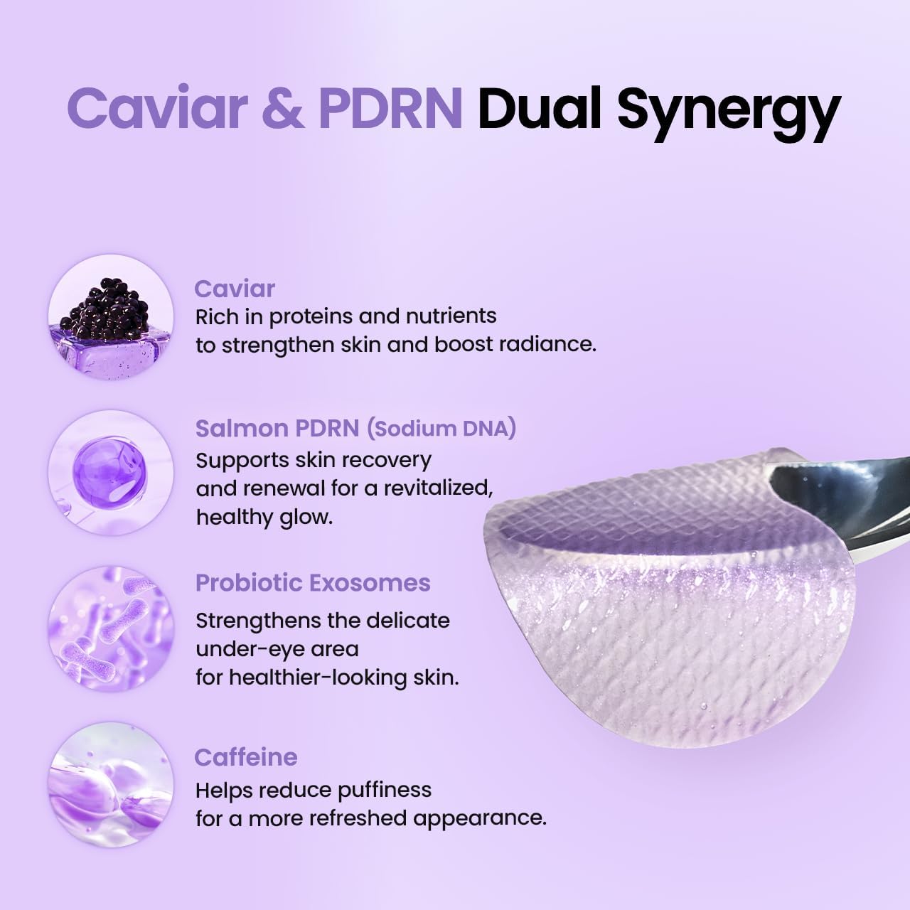 Biodance Caviar PDRN Hydrogel Under Eye Patches 30 Pairs ingredients panel and product information