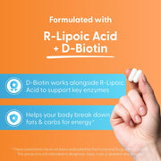 Doctor's Best Stabilized R-Lipoic Acid, bottle packaging, unflavoured, 100mg, 180 veggie capsules, daily use instructions