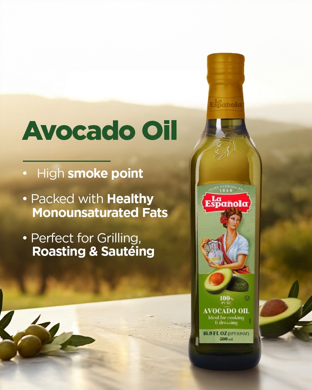 La Española Avocado Oil for Cooking & Dressing - 1L