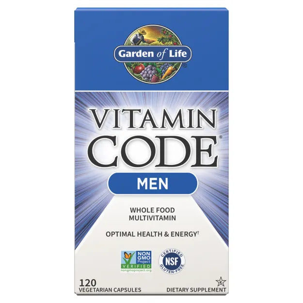 Garden of Life Vitamin Code for Men  box with 120 vegetarian capsules.
