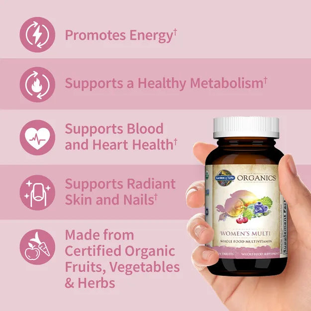 Garden of Life Organics Women's Multivitamin, Whole Food - 60 Tablets