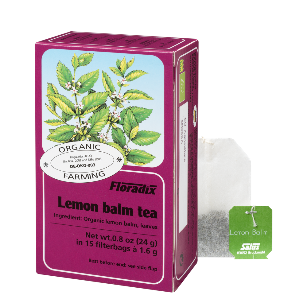 Floradix Organic Lemon Balm Herbal Tea box, 15 teabags.