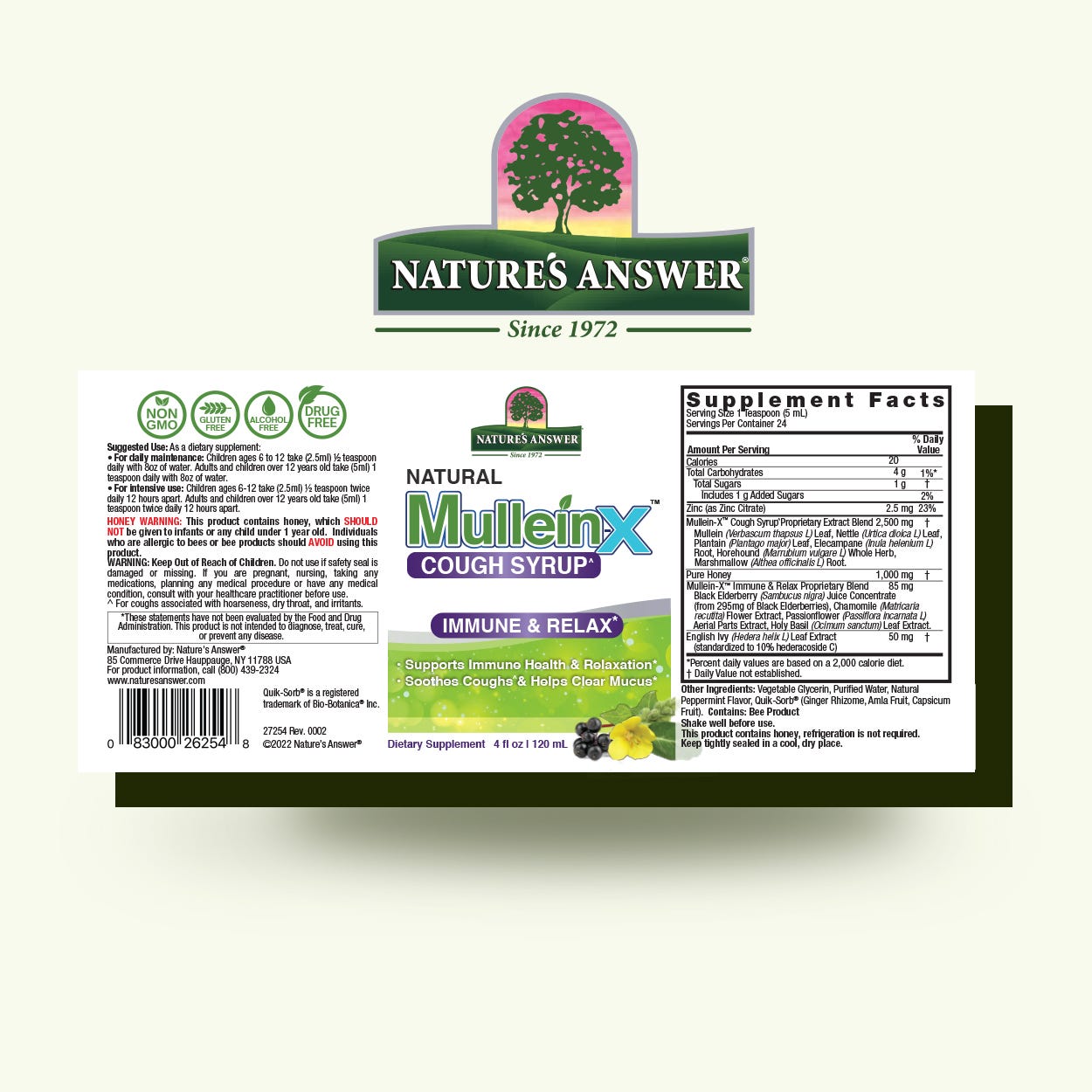 Nature’s Answer Mullein-X Herb & Honey Syrup 120ml barcode image