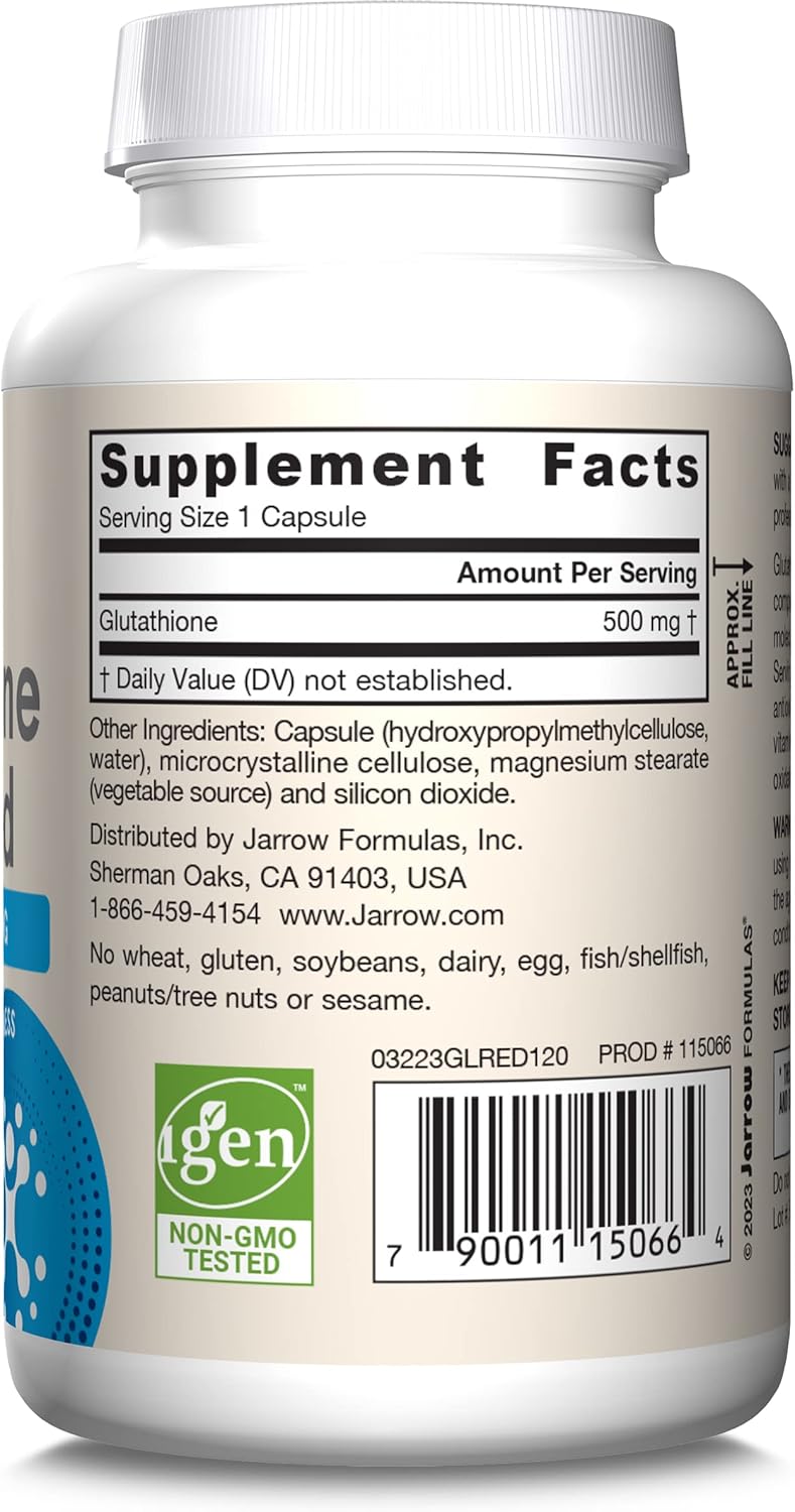 Jarrow Formulas Glutathione Reduced - 500mg  60-150 Veggie Capsules