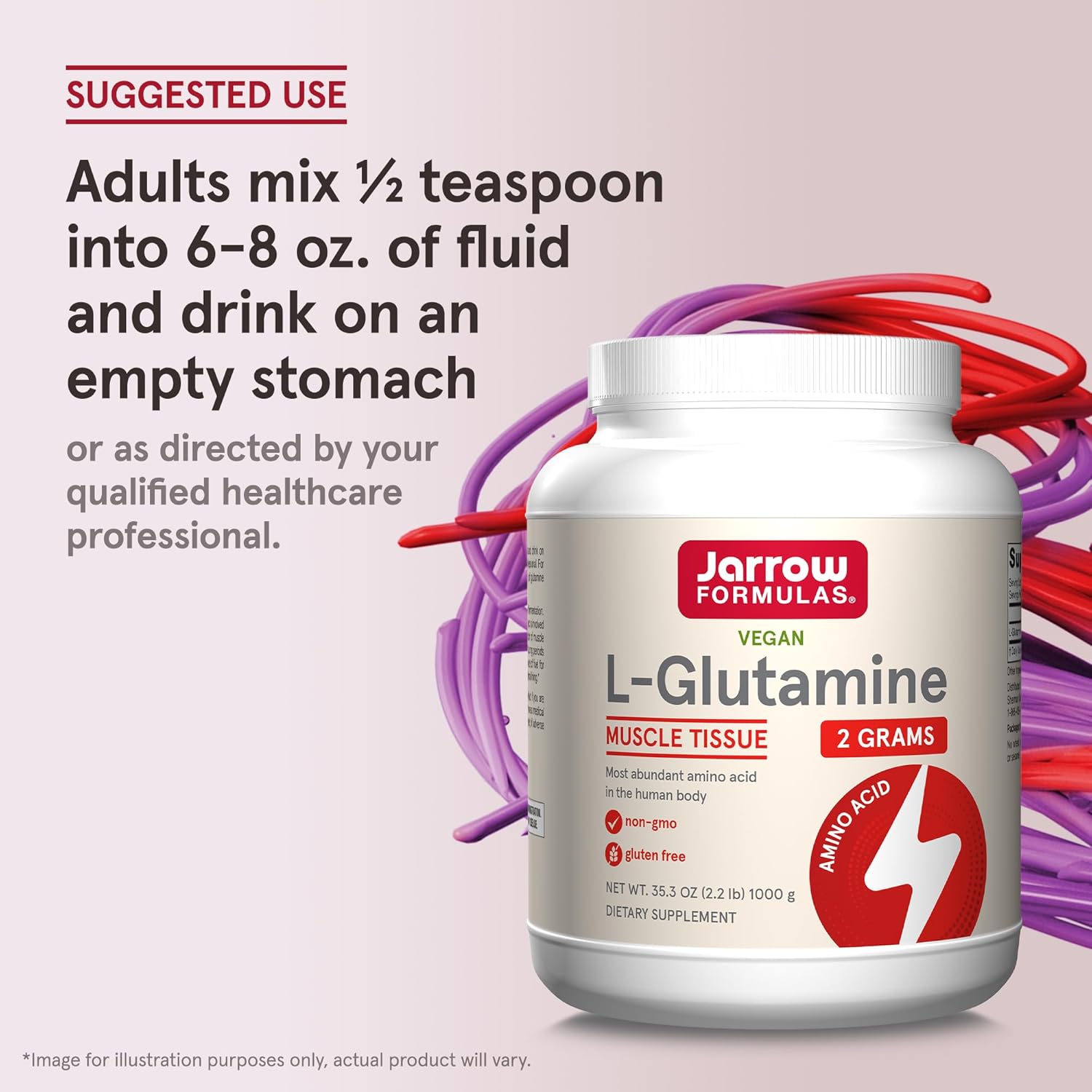 How to Use Image: Jarrow Formulas L-Glutamine powder 1000g mixing instructions unflavoured