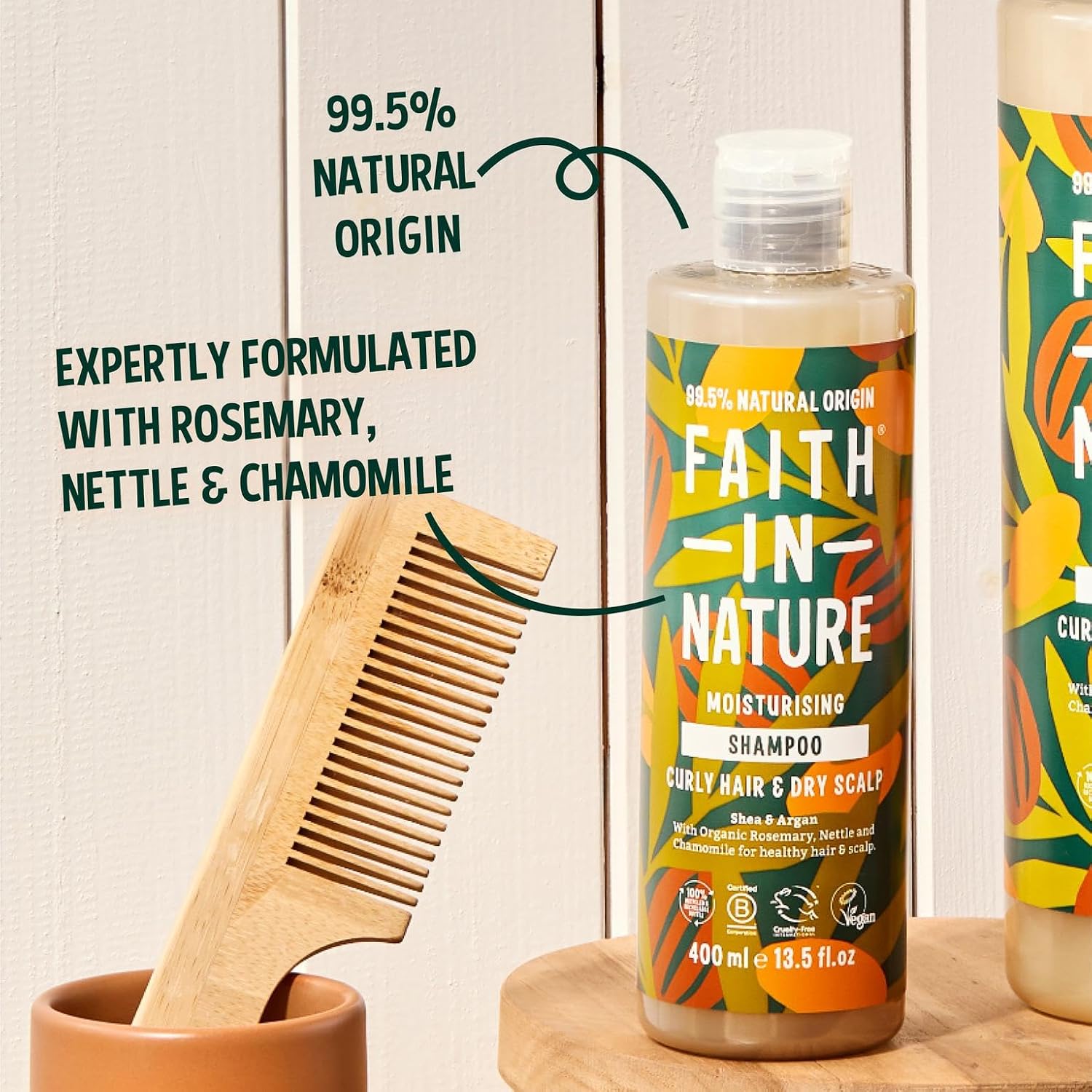 Faith In Nature Shea & Argan Moisturising Shampoo, bottle packaging, shea and argan, 400ml, hair care