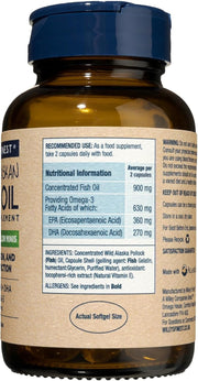 Supplement facts & ingredients image: Wiley’s Finest Wild Alaskan fish oil minis ingredient panel bottle 60 count