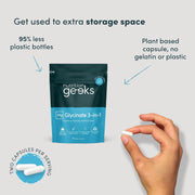 Nutrition Geeks Magnesium Glycinate 3-in-1, vegan food supplement capsule packaging, no flavour, 90 capsules, directions for use