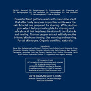 Urtekram Men Face Wash tube, fresh masculine scent, 150ml, ingredients