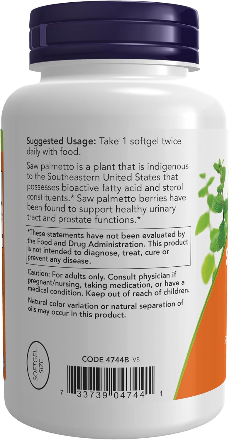 NOW Saw Palmetto Extract Softgels 240 count barcode image