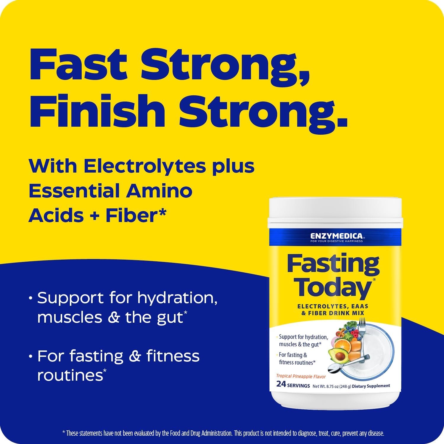 Enzymedica Fasting Today Electrolyte Drink Mix Tropical Pineapple 248g
