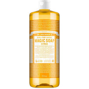 Dr. Bronner's Citrus Pure-Castile Liquid Soap bottle, orange lemon and lime scent, 945ml