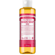 Dr. Bronner's Rose Pure-Castile Liquid Soap bottle, rose scent, 240ml