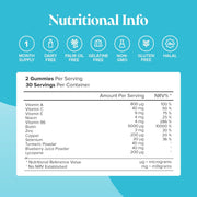 Novomins Hair Skin Nails Gummies Orange 60 Count nutritional info vitamins minerals panel