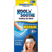 Kool'n Soothe Migraine Cooling Gel Sheets non medicated forehead cooling sheets 6 count front packaging