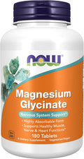 NOW Magnesium Glycinaat 200mg - Hoogopneembare Vorm - 180 Plantaardige Tabletten