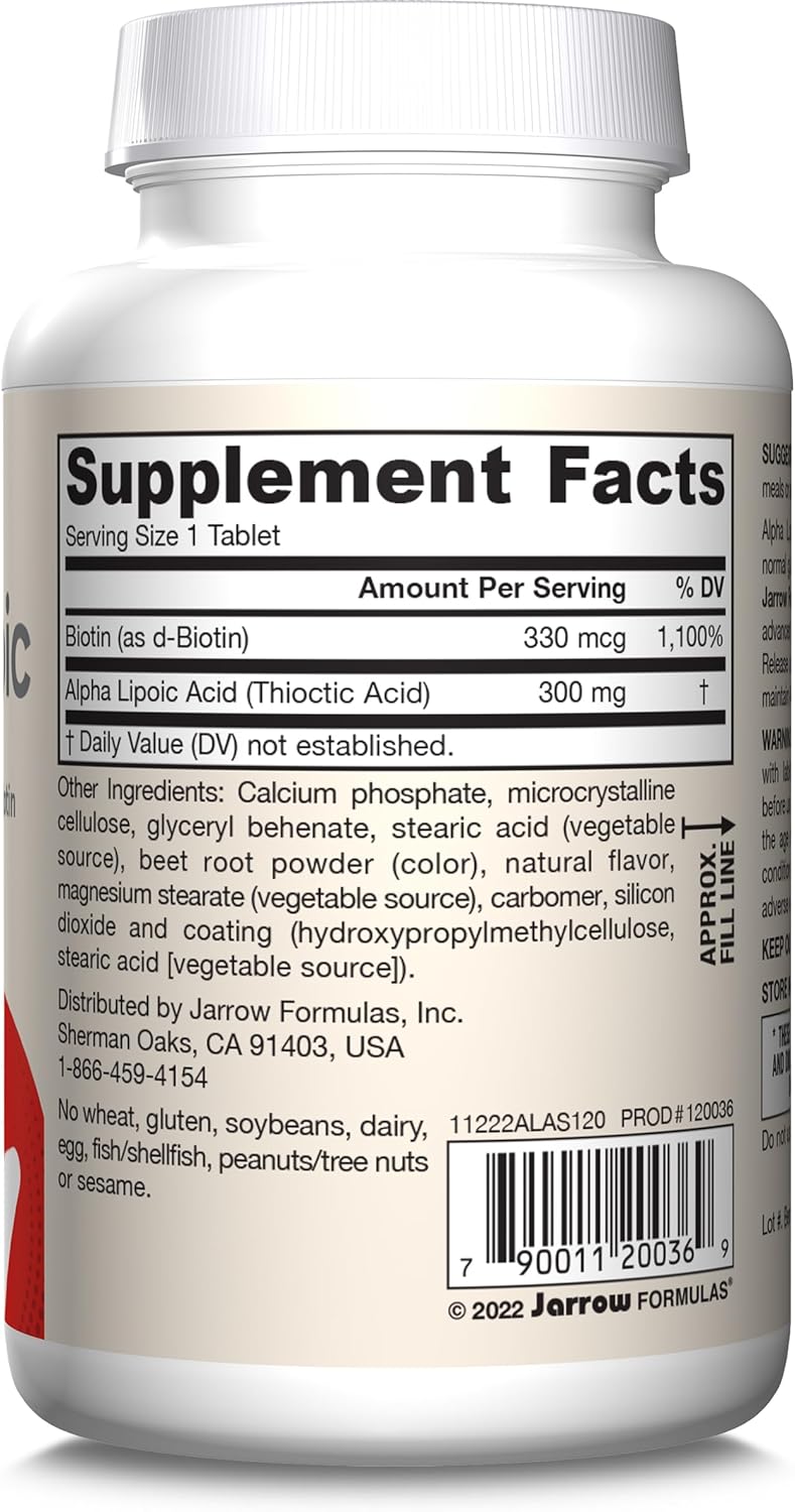 Jarrow Formulas Alpha Lipoic Sustain with Biotin 120 Tablets barcode