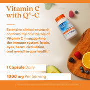 Doctor's Best Vitamin C 1000mg, bottle packaging, unflavoured, 1000mg, 120 or 360 veggie capsules, daily use instructions