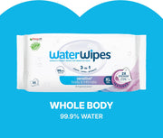 WaterWipes Sensitive+ Body & Intimate XL Wipes, soft pack packaging, unscented, 30 wipes, body and intimate cleansing use