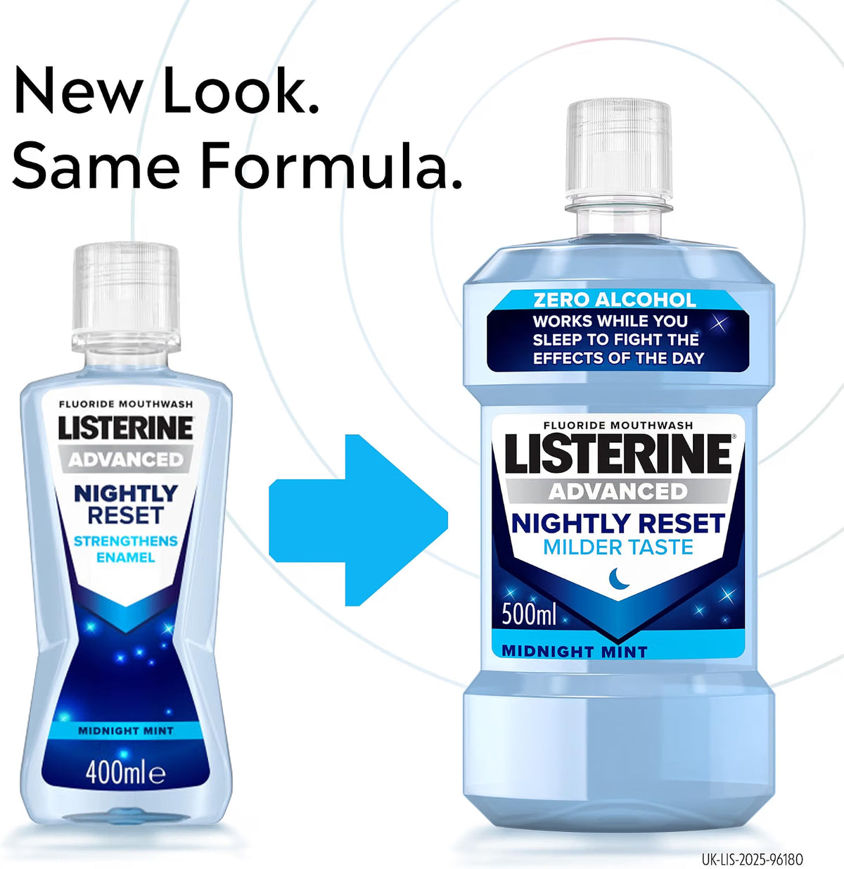 Listerine Advanced Nightly Reset Midnight Mint Mouthwash zero alcohol oral rinse bottle 500ml new look