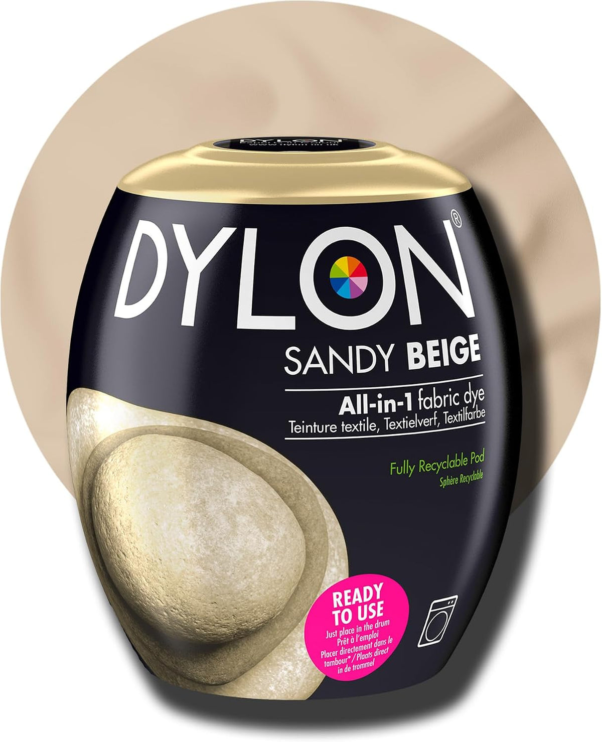 Dylon Washing Machine All-in-1 Fabric Dye Pod Sandy Beige 350g
