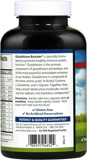 Barcode image & Directions: Carlson Glutathione Booster capsules bottle barcode 180 count