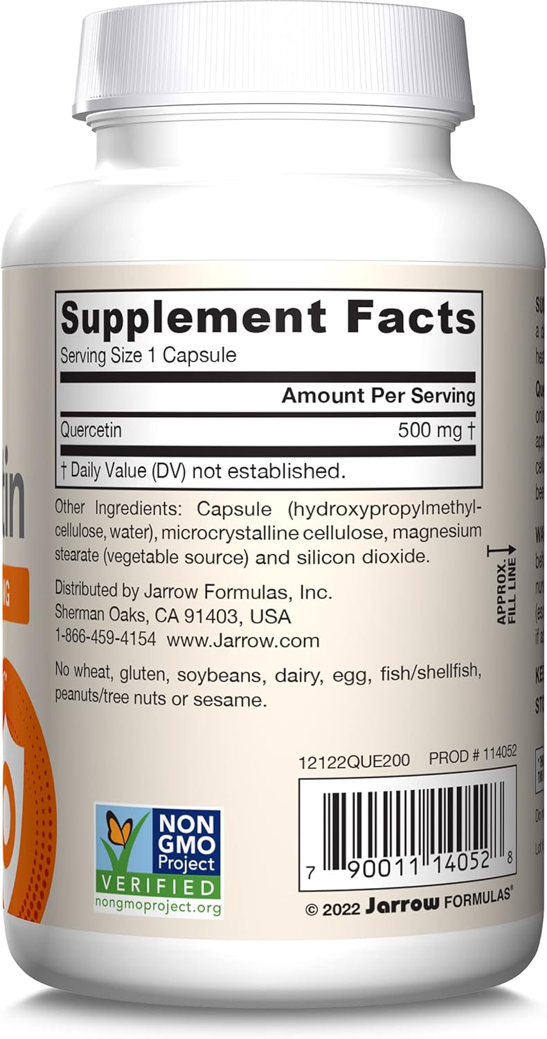 Jarrow Formulas Quercetin 500mg 200 Veggie Capsules barcode