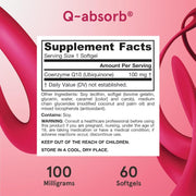 Supplement Facts Image: Jarrow Formulas CoQ10 Ubiquinone 100mg supplement facts ingredients softgels