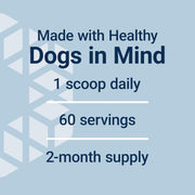Label of Life Extension Dog Mix powder showing ingredient list and feeding guide dosage.