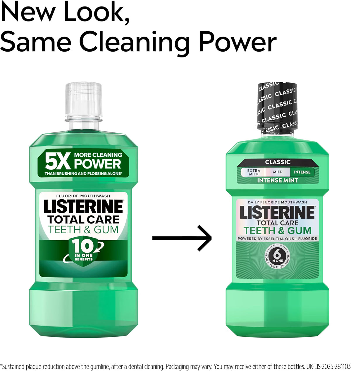 Listerine Total Care Teeth & Gum Intense Mint Mouthwash oral rinse bottle 500ml new look