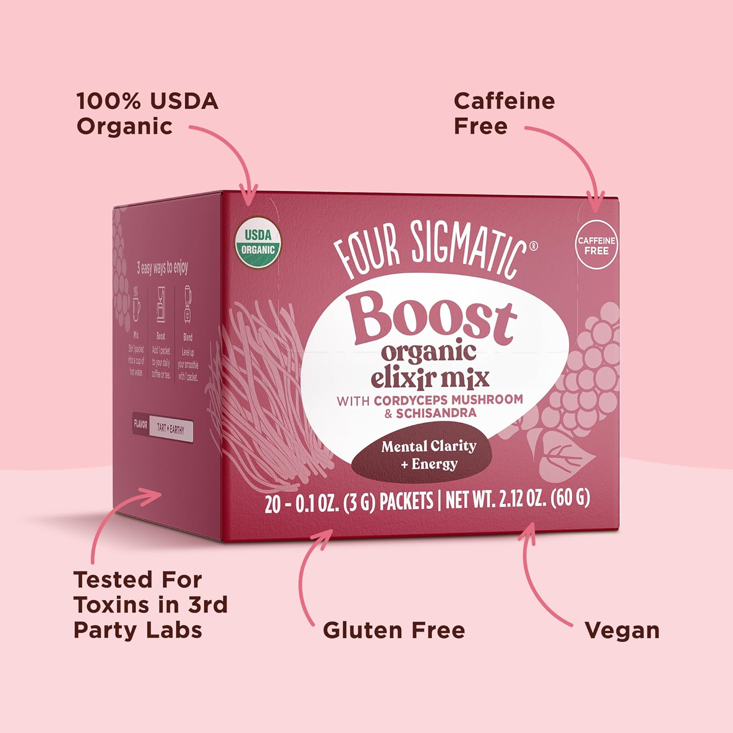 Four Sigmatic Organic Elixir Mix, Caffeine-Free - 20 Packets