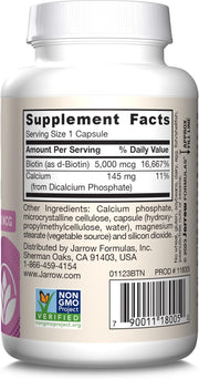 Product barcode for Jarrow Biotin 5000mcg 100ct.