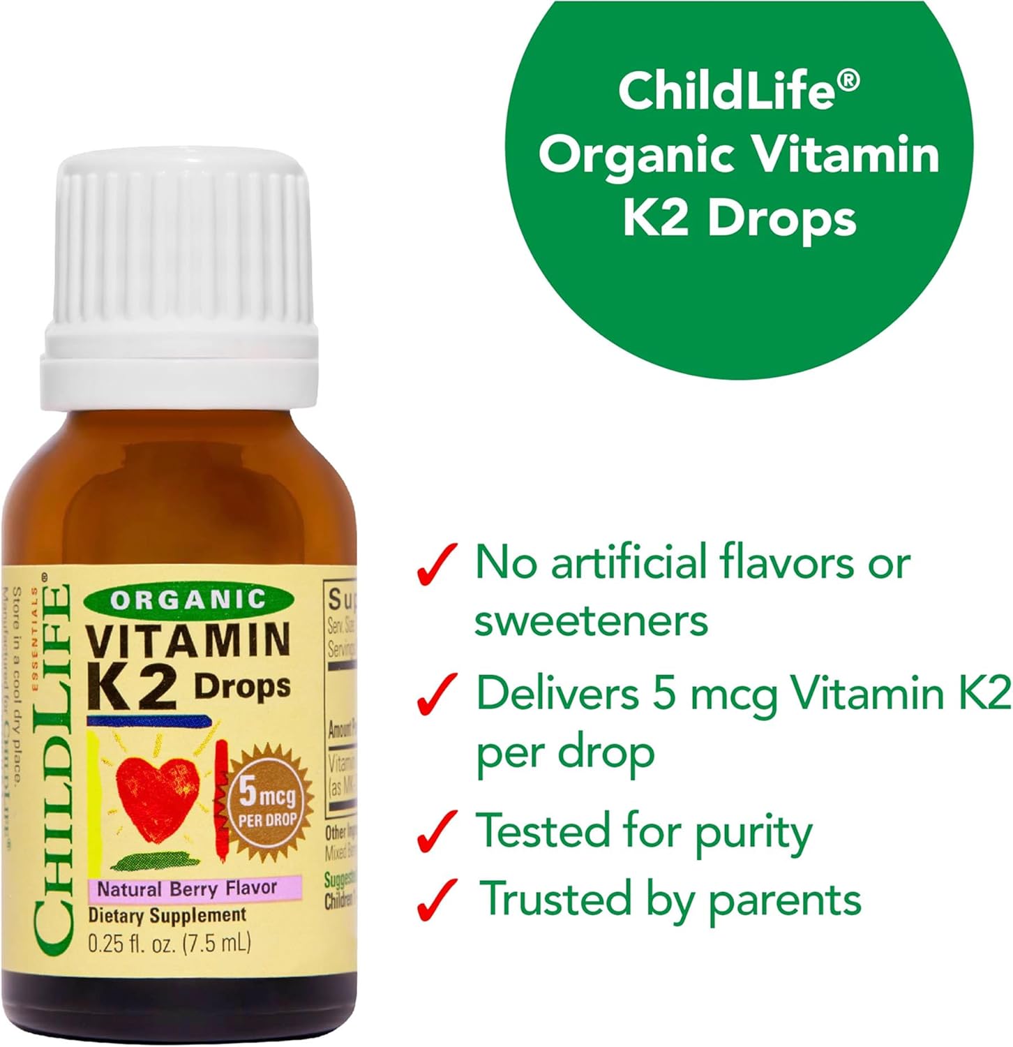ChildLife Essentials Vitamin K2 drops infant liquid supplement berry flavour 7.5ml