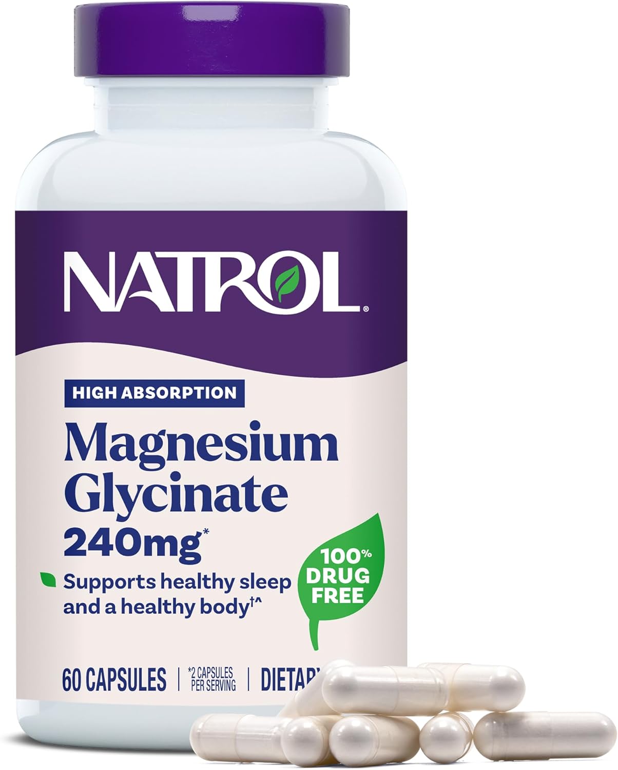 Natrol Magnesium Glycinate 240mg Capsules – 60 count