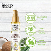 Inecto Naturals Miracle Hydration Hair Oil, pump bottle packaging, Coconut fragrance, 100ml, haircare use