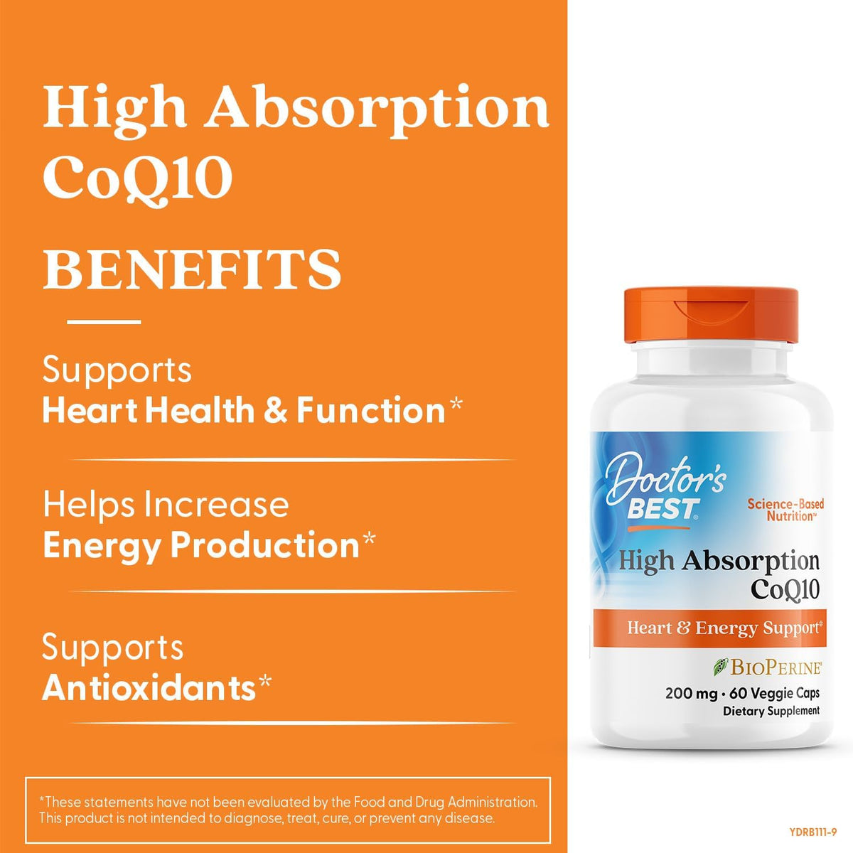 Doctor's Best High Absorption CoQ10 200mg BioPerine Veggie Capsules