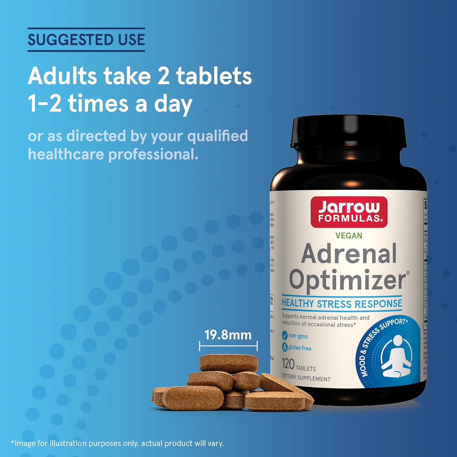 How to Use Image: Jarrow Formulas Adrenal Optimizer tablets 120 count usage instructions