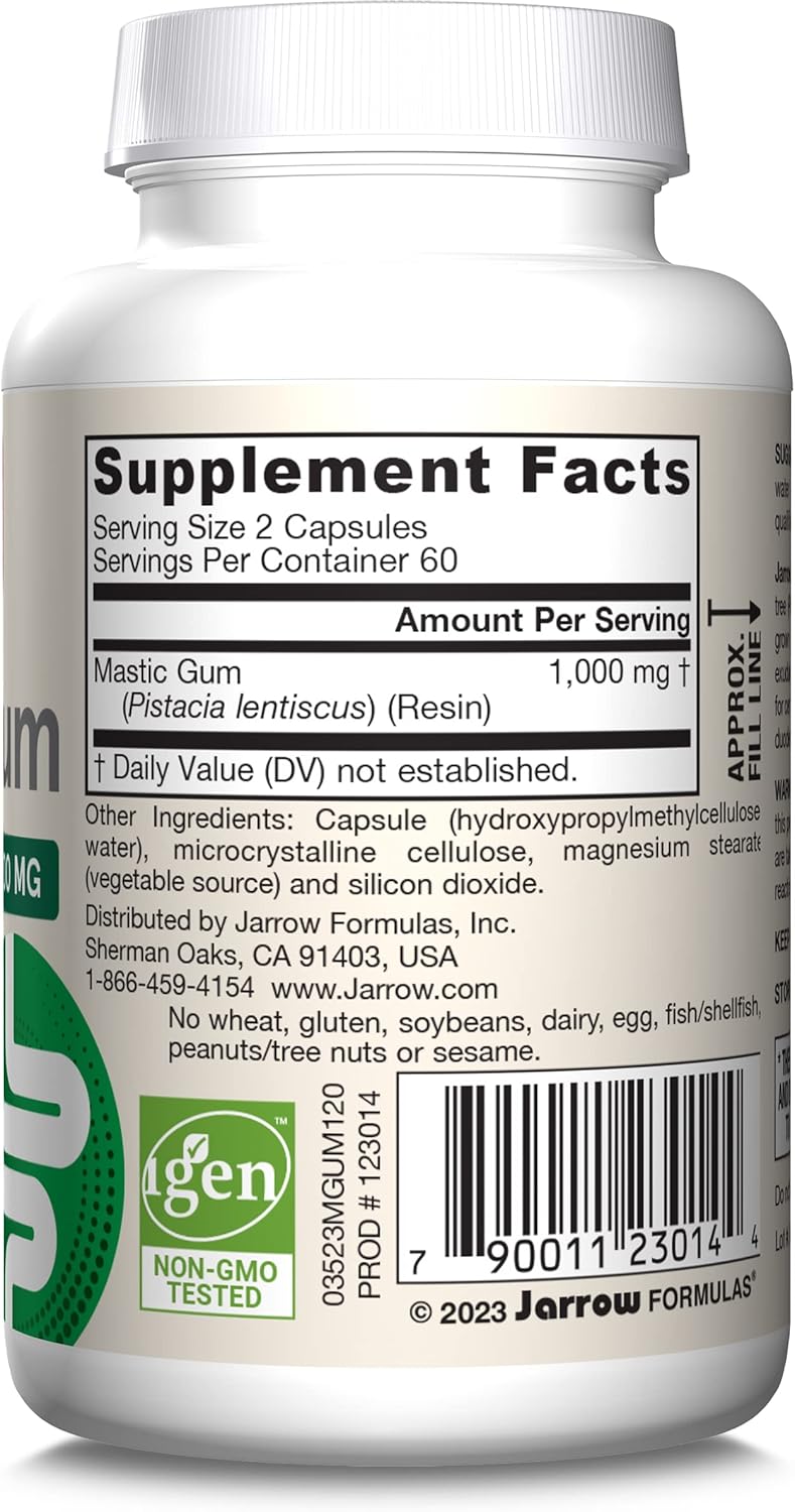Barcode Image: Jarrow Formulas mastic gum 1000mg veggie 60 capsules barcode packaging