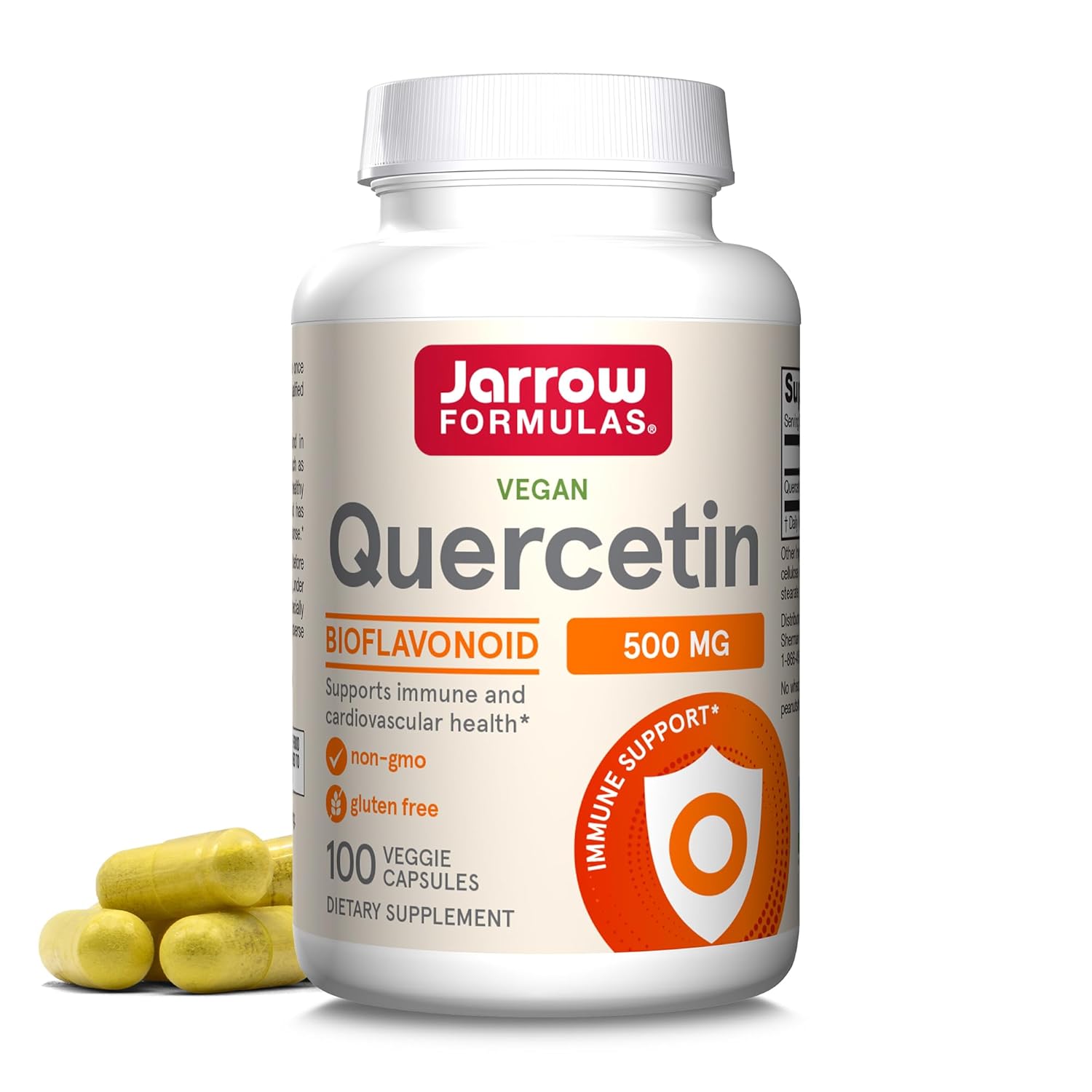 Front Image: Jarrow Formulas Quercetin 500mg veggie capsules bottle 100 count