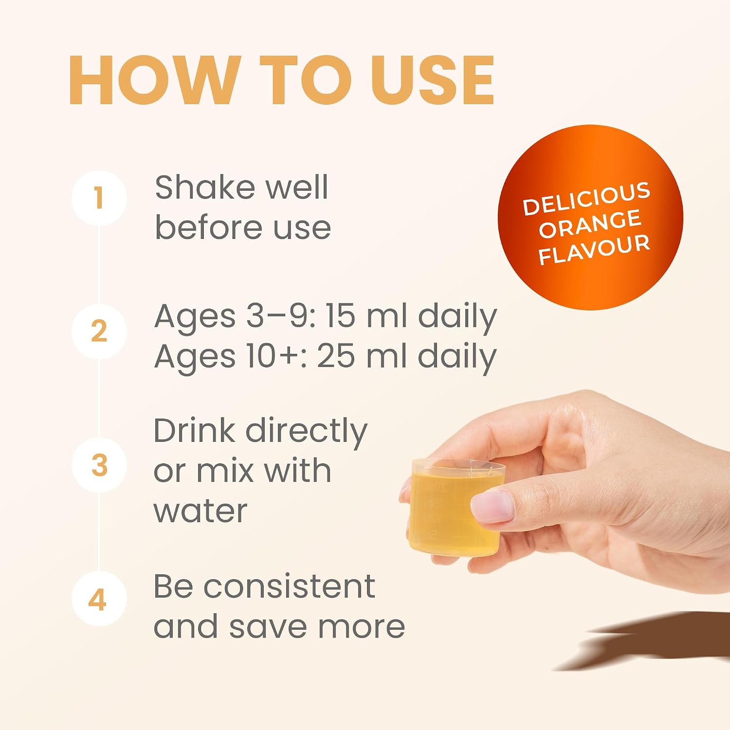 Swedish Nutra Super Kids Multivitamin Liquid Orange 500ml how to use
