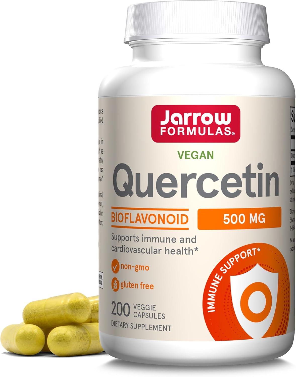 Front Image: Jarrow Formulas Quercetin 500mg veggie capsules bottle 200 count