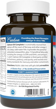 How to Use: Carlson Salmon Oil Complete softgel capsules daily use omega supplement 180 count