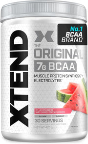 Front image: XTEND Original BCAA Powder Watermelon tub powder 423g 30 servings