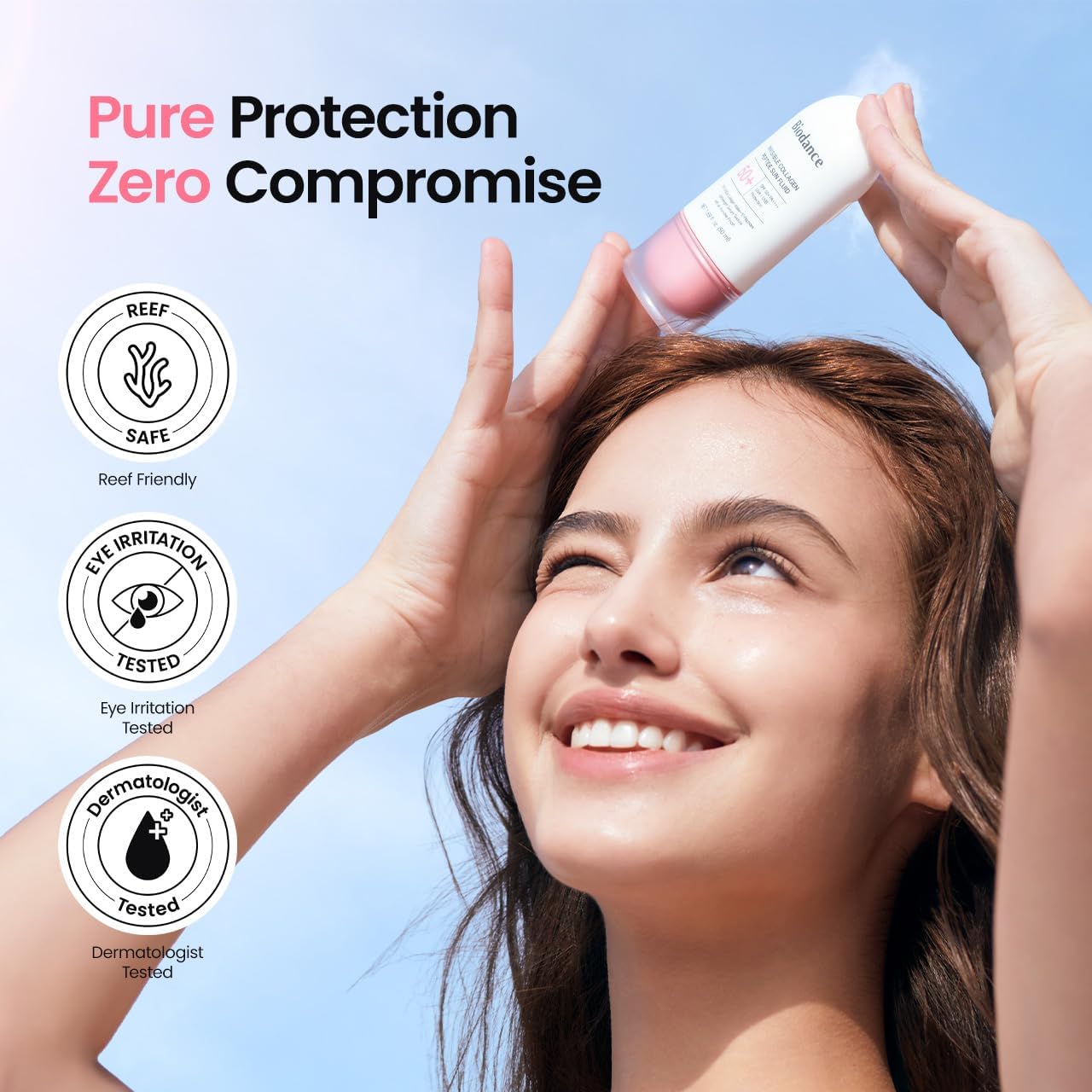 Biodance Invisible Collagen Peptide Sun Fluid SPF 50+ 50ml used as the final step of a daily skincare routine